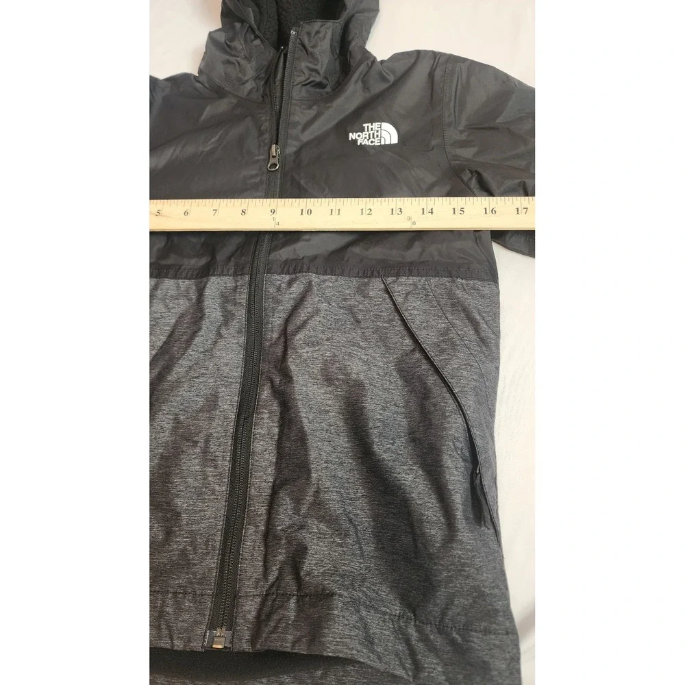 The North Face Boys Warm Storm DryVent Rain Jacket Black Gray Size S 7/8 Hooded